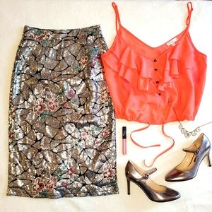 BEULAH STYLE Sequin Pencil Skirt